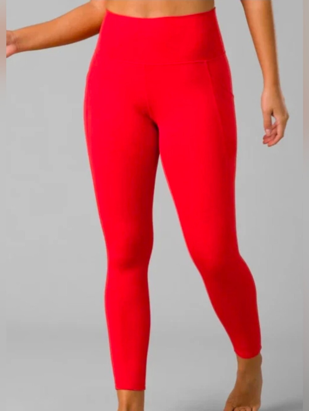 Prana's Women'a High-Waist 7/8 Red Performance Leggings, Size Small
